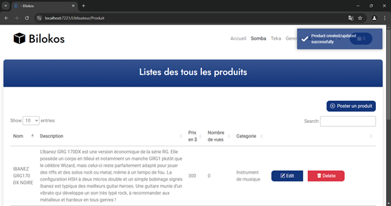 Gérer vos produits postés